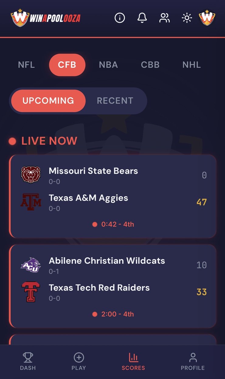 Live scores across leagues